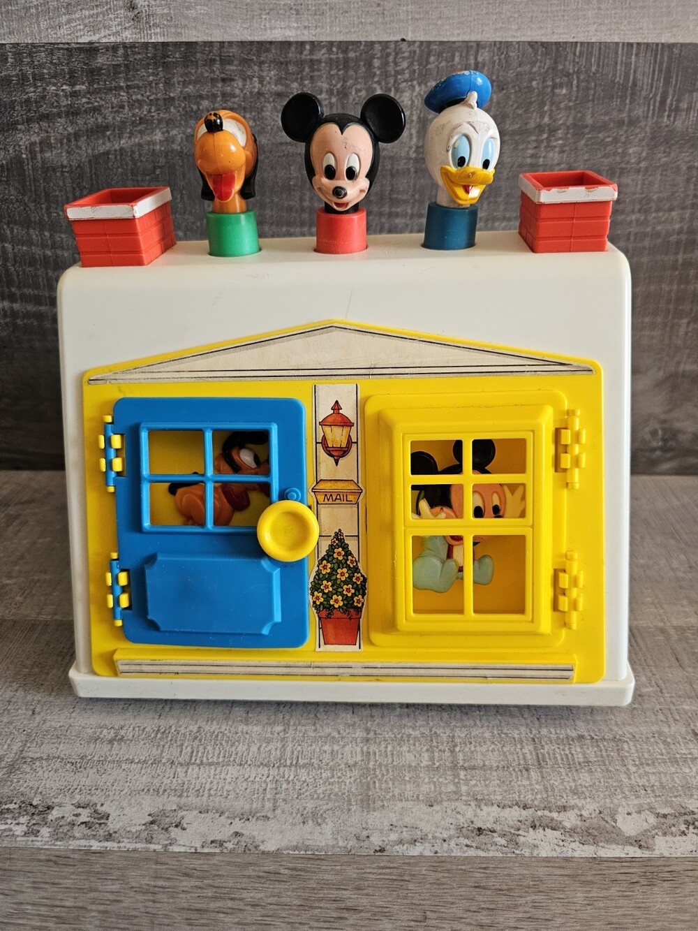 Vintage 1986 Walt Disney Baby Toy Illco 9” Tall Play House Mickey Mouse